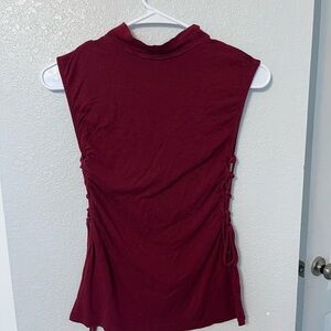 a'gaci Burgundy Muscle Tee with Side Ties